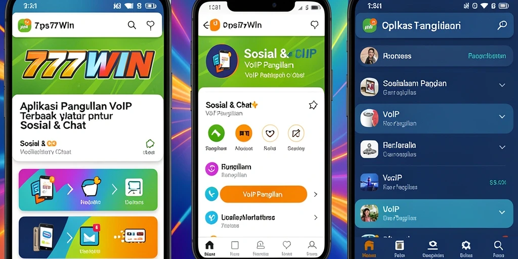 Antarmuka aplikasi 777WIN untuk panggilan VoIP yang interaktif.
