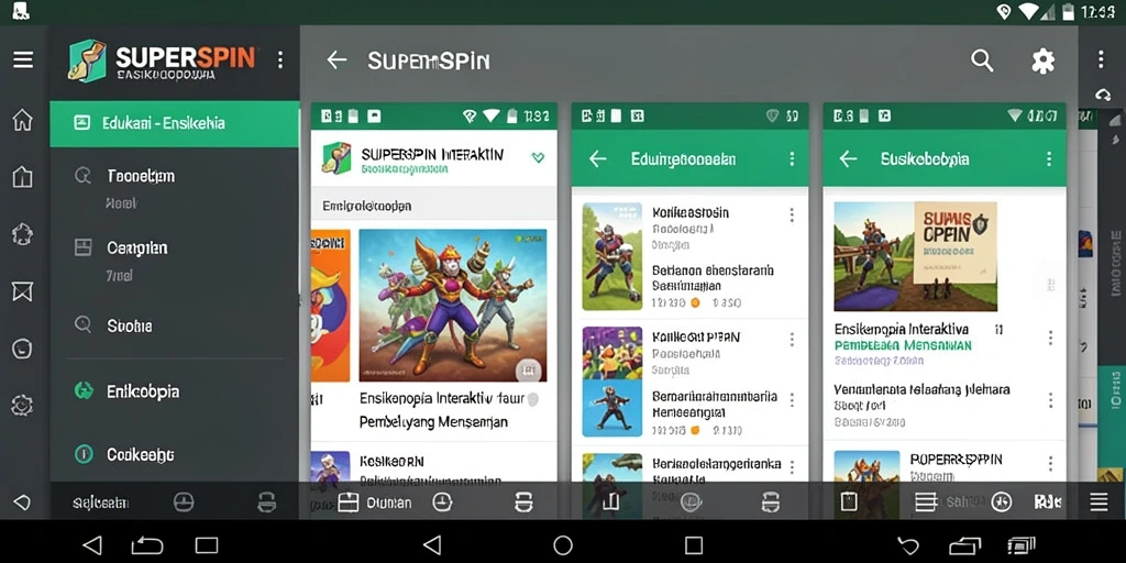 Antarmuka aplikasi SUPERSPIN yang interaktif dan menarik.