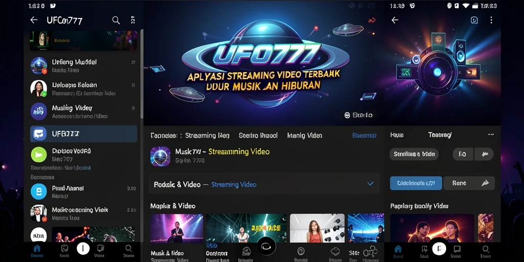 Antarmuka aplikasi <strong>UFO777</strong> yang sederhana dan menarik untuk streaming video.