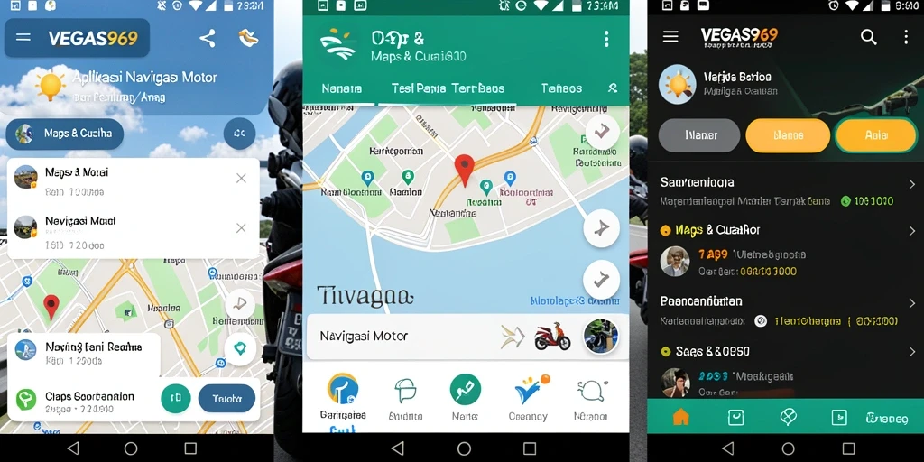Antarmuka aplikasi VEGAS969 yang intuitif dan informatif untuk Navigasi Motor.